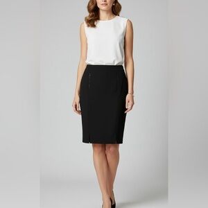 Akris Punto Wool Pencil Skirt Black Office Classic — Size 14